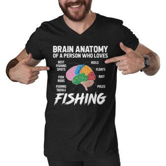 Fishing Brain Men V-Neck Tshirt - Seseable