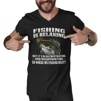 Fishing Is Relaxing Men V-Neck Tshirt - Seseable