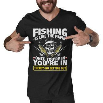 Fishing Like Mafia Men V-Neck Tshirt - Seseable