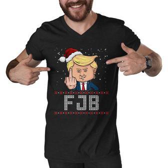 Fjb Anti Biden Trump Flicking Off Ugly Christmas Tshirt Men V-Neck Tshirt - Monsterry AU