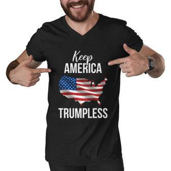 Flag Of The United States Usa Keep America Trumpless Meaningful Gift Men V-Neck Tshirt - Monsterry DE