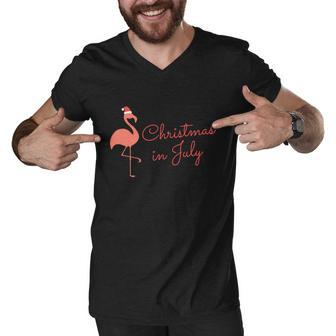 Flamingo Christmas In July Gift Men V-Neck Tshirt - Monsterry