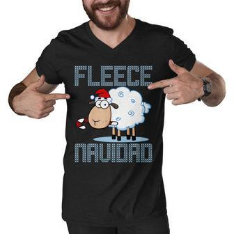 Fleece Navidad Sheep Lamb Ugly Christmas Sweater Design Tshirt Men V-Neck Tshirt - Monsterry