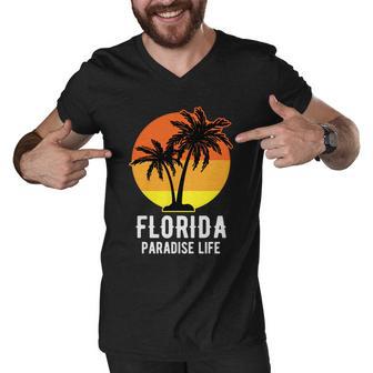 Florida Paradise Life Typography Men V-Neck Tshirt - Monsterry UK