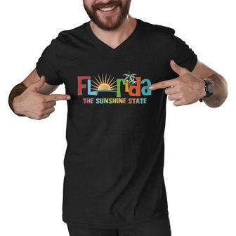 Florida The Sunshine State Colorful Men V-Neck Tshirt - Monsterry UK