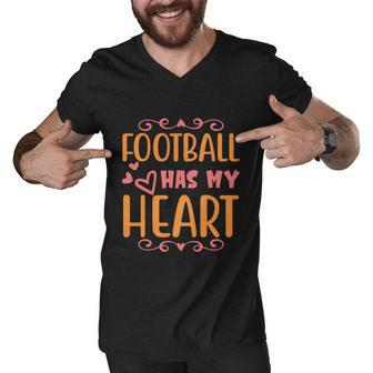 Football Has My Heart Halloween Quote Men V-Neck Tshirt - Monsterry CA
