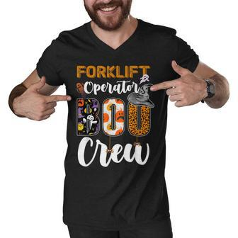 Forklift Operator Boo Crew Ghost Funny Halloween Matching Men V-Neck Tshirt - Seseable