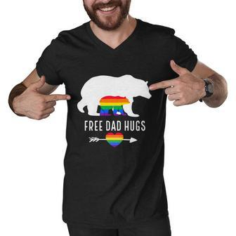 Free Dad Hugs Proud Lgbt Dad Gay Lesbian Dad Proud Lgbt Dad Gift Men V-Neck Tshirt - Monsterry