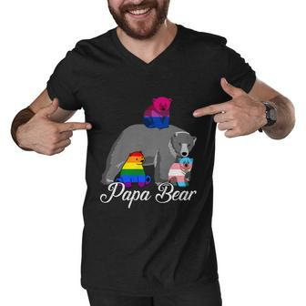 Free Dad Hugs Proud Papa Bear Lgbt Gay Pride Lgbtq Funny Gift Men V-Neck Tshirt - Monsterry
