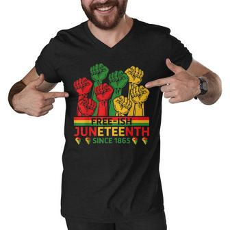 Free-Ish Since 1865 With Pan African Flag For Junenth Men V-Neck Tshirt - Thegiftio UK