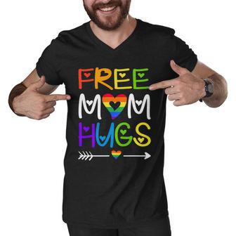 Free Mom Hugs Rainbow Heart Lgbt Pride Month Men V-Neck Tshirt - Monsterry UK