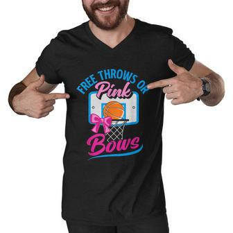 Free Throws Or Pink Bows Boy Or Girl Gender Reveal Party Graphic Design Printed Casual Daily Basic Men V-Neck Tshirt - Thegiftio UK