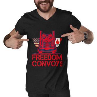 Freedom Convoy 2022 Support Our Truckers Convoy Men V-Neck Tshirt - Monsterry