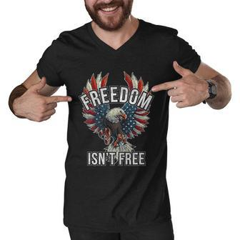 Freedom Isnt Free Shirt Screaming Red White & Blue Eagle Men V-Neck Tshirt - Monsterry AU