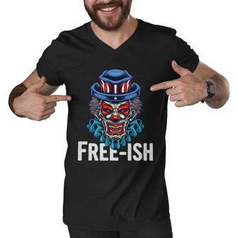 Freeish Skull Cute Funny 4Th Of July Independence Day Plus Size Graphic Shirt Men V-Neck Tshirt - Monsterry UK