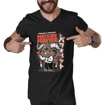 Friendship Is Temporary Pacts Are Forever Satan Goat Demon Men V-Neck Tshirt - Monsterry