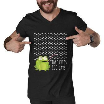 Frog Fly 100 Days Of School Teacher Boy Girl Gift Men V-Neck Tshirt - Thegiftio UK