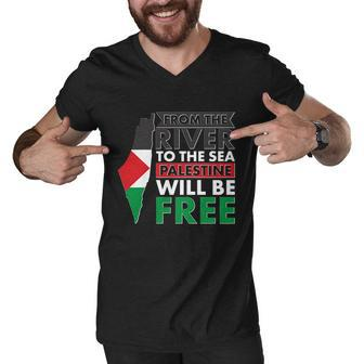 From The River To The Sea Palestine Will Be Free Tshirt Men V-Neck Tshirt - Monsterry