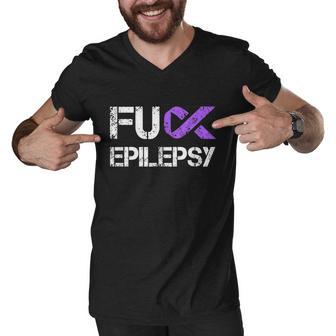 Fuck Epilepsy Epilepsy Ribbon Men V-Neck Tshirt - Monsterry