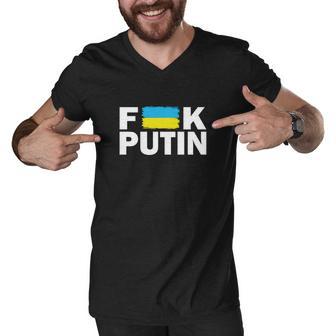 Fuck Putin | Anti War | Anti Russia | Pro Ukraine | Ukraine Flag Tshirt Men V-Neck Tshirt - Monsterry DE