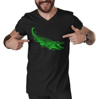 Fun Alligator Illustrative Graphic For Men And Boys Gator Men V-Neck Tshirt - Thegiftio UK