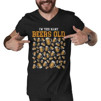 Funny 50 Years Old Birthday Im This Many Beers Old Drinking Men V-Neck Tshirt - Seseable