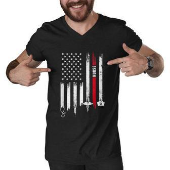 Funny American Flag Nurse Day Gift Idea Men V-Neck Tshirt - Monsterry AU