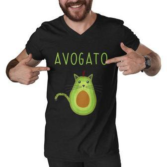 Funny Avogato Cinco De Mayo Gift Cinco De Meow Cat Avocado Gift Men V-Neck Tshirt - Monsterry
