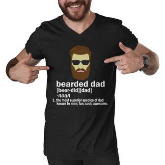 Funny Bearded Dad Definition Tshirt Men V-Neck Tshirt - Monsterry