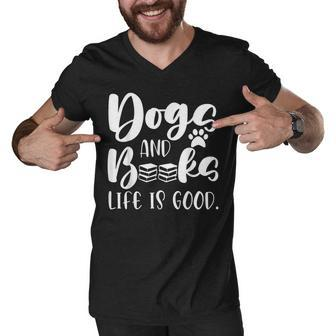 Funny Book Lovers Reading Lovers Dogs Books And Dogs Men V-Neck Tshirt - Thegiftio UK