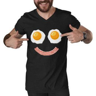 Funny Breakfast Bacon And Eggs Tshirt Men V-Neck Tshirt - Monsterry