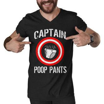 Funny Captain Poop Pants Tshirt Men V-Neck Tshirt - Monsterry