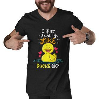 Funny Duck Ducks Rubber Gift Men V-Neck Tshirt - Monsterry AU