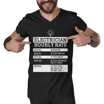 Funny Electrician Hourly Rate List Men V-Neck Tshirt - Monsterry