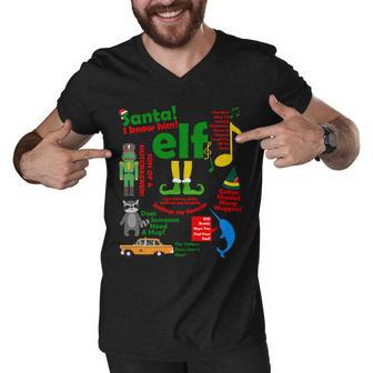 Funny Elf Santa Knows Him Christmas Men V-Neck Tshirt - Monsterry AU