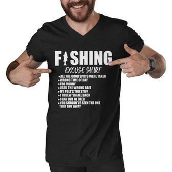 Funny Fishing Excuses V2 Men V-Neck Tshirt - Monsterry AU