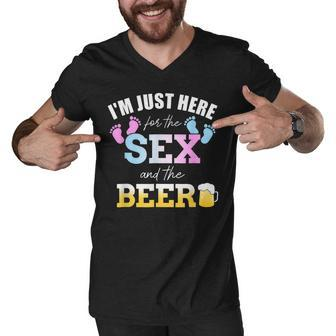 Funny Gender Reveal Im Here Just For The Sex And The Beer Men V-Neck Tshirt - Thegiftio UK