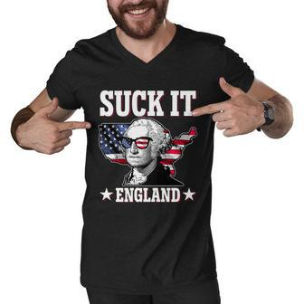 Funny George Washington Suck It England Men V-Neck Tshirt - Monsterry