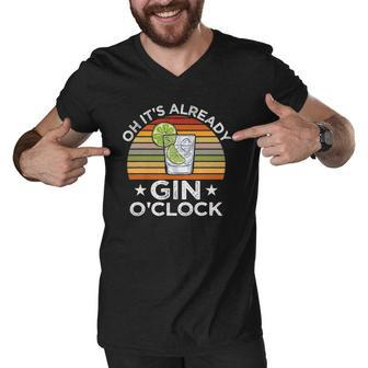 Funny Gin Tonic Lovers Quotes Oh Its Gin Oclock Men V-Neck Tshirt - Thegiftio UK
