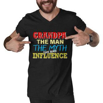 Funny Grandpa Man Myth The Bad Influence Tshirt Men V-Neck Tshirt - Monsterry
