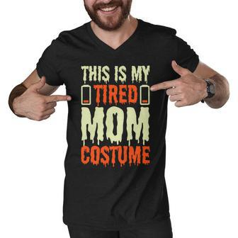 Funny Halloween This Is My Tired Mom Costume Sweatshirt Men V-Neck Tshirt - Thegiftio UK