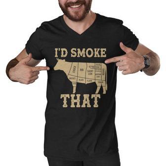 Funny Id Smoke That Cattle Meat Cuts Men V-Neck Tshirt - Monsterry AU