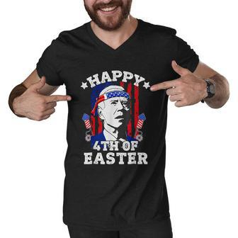 Funny Joe Biden Happy 4Th Of Easter American Flag Hunt Egg Tshirt Men V-Neck Tshirt - Monsterry DE