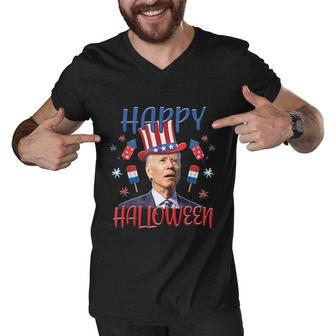 Funny Joe Biden Happy Halloween For Fourth Of July V3 Men V-Neck Tshirt - Monsterry AU