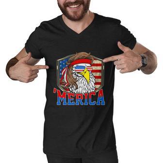 Funny July 4Th Cute Gift Merica 4Th Of July Bald Eagle Mullet Gift Men V-Neck Tshirt - Monsterry