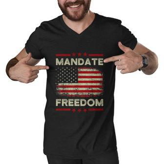 Funny Mandate Freedom Gift American Flag Support Cool Medical Freedom Gift Men V-Neck Tshirt - Monsterry
