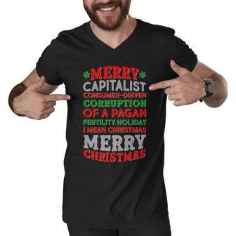 Funny Merry Capitalist Christmas Men V-Neck Tshirt - Monsterry