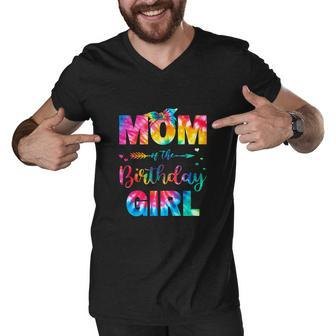 Funny Mom Of The Birthday Girl Mama Tie Dye Men V-Neck Tshirt - Monsterry CA