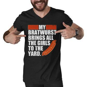 Funny Oktoberfest My Bratwurst Brings All The Girls To The Yard Tshirt Men V-Neck Tshirt - Monsterry