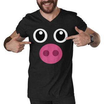 Funny Pig Face Shirt Swine Halloween Costume Gift Men V-Neck Tshirt - Thegiftio UK